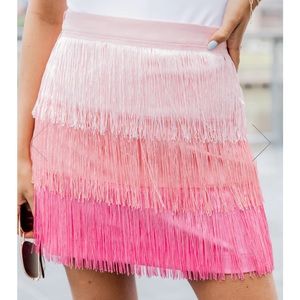 Pink Lily fringe skirt